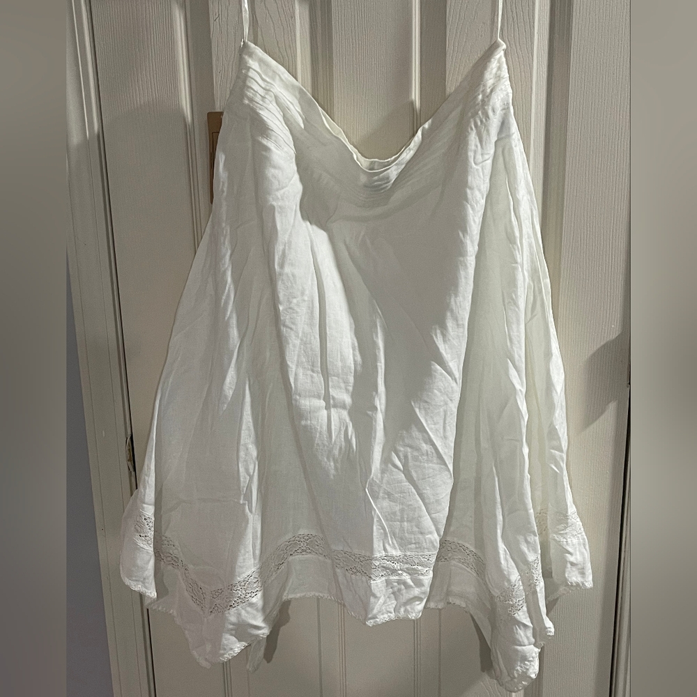 NWT Lauren Jeans Company Ralph Lauren Vintage Y2K Womens White‎ Linen Midi Skirt - Picture 2 of 5